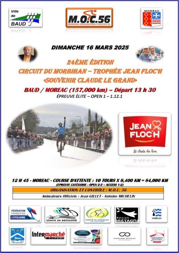 Circuit du morbihan 16 mars 2025 affiche de course cycliste